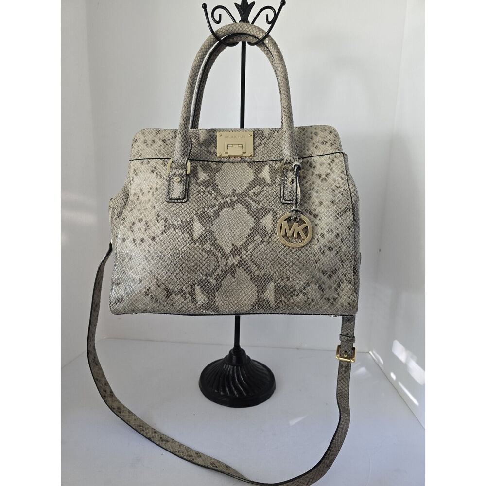Gray Python Snakeskin Michael Kors Satchel Handba… - image 1